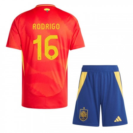 Camisolas Espanha Rodrigo 16 Criança Euro 2024 1º Equipamento Principal Manga Curta